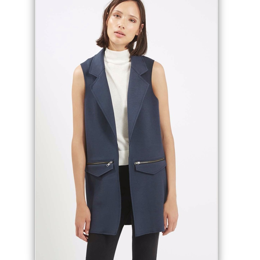 TOPSHOP PETITE Sleeveless Notched Collar Vest